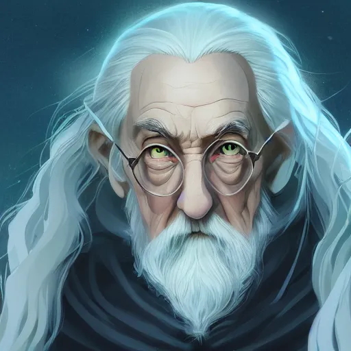 Image similar to J.R.R. Tolkien as Gandalf, ambient lighting, 4k, anime key visual, lois van baarle, ilya kuvshinov, rossdraws, artstation