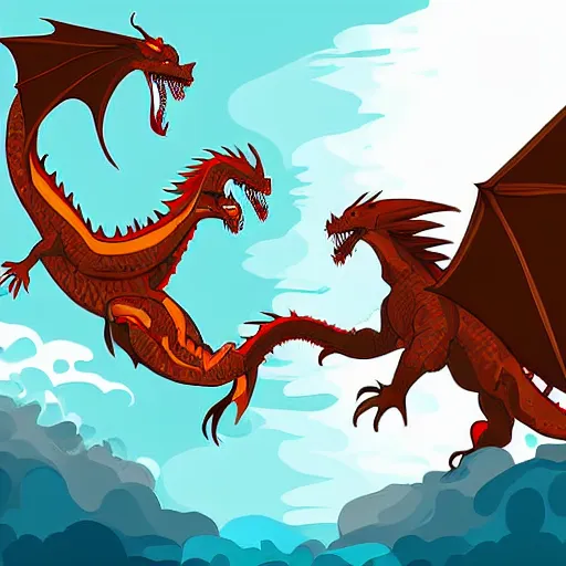 Prompt: worrior fighting a dragon in vector art, digital art