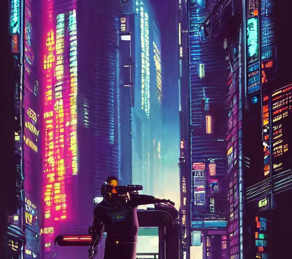 Image similar to a portrait of a cyberpunk person, Night City, cyberpunk 2077, very very coherent painting, 1979 OMNI Magazine Cover, street level neo-Tokyo in Cyberpunk 2077 style by Vincent Di Fate by mark arian by artgerm, 4k, 8k, HD, trending on artstation