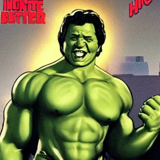 Image similar to buff betty white as the incredible hulk with huge muscles