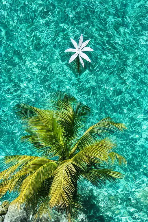 Image similar to palm over crystal clear water photograph