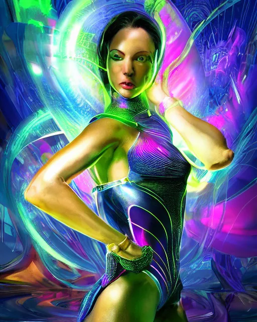 Image similar to a powerful energy psychedelic matrix woman, by alexander fedosav, hyper detailed digital matte painting, concept art, hyperrealism, 1 6 k resolution, cinema 4 d, 8 k resolution, trending on artstation, behance hd, a masterpiece, by stephan martiniere, particles, cel - shaded, power bright neon energy, by david a. hardy,