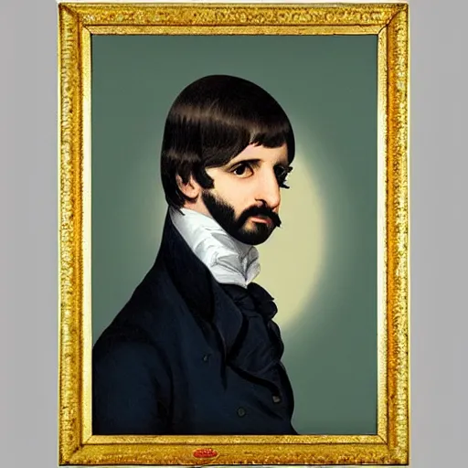 Prompt: regency era painting of a young ringo starr in the style of henry pierce bone