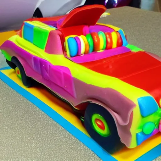 Prompt: car made from candy