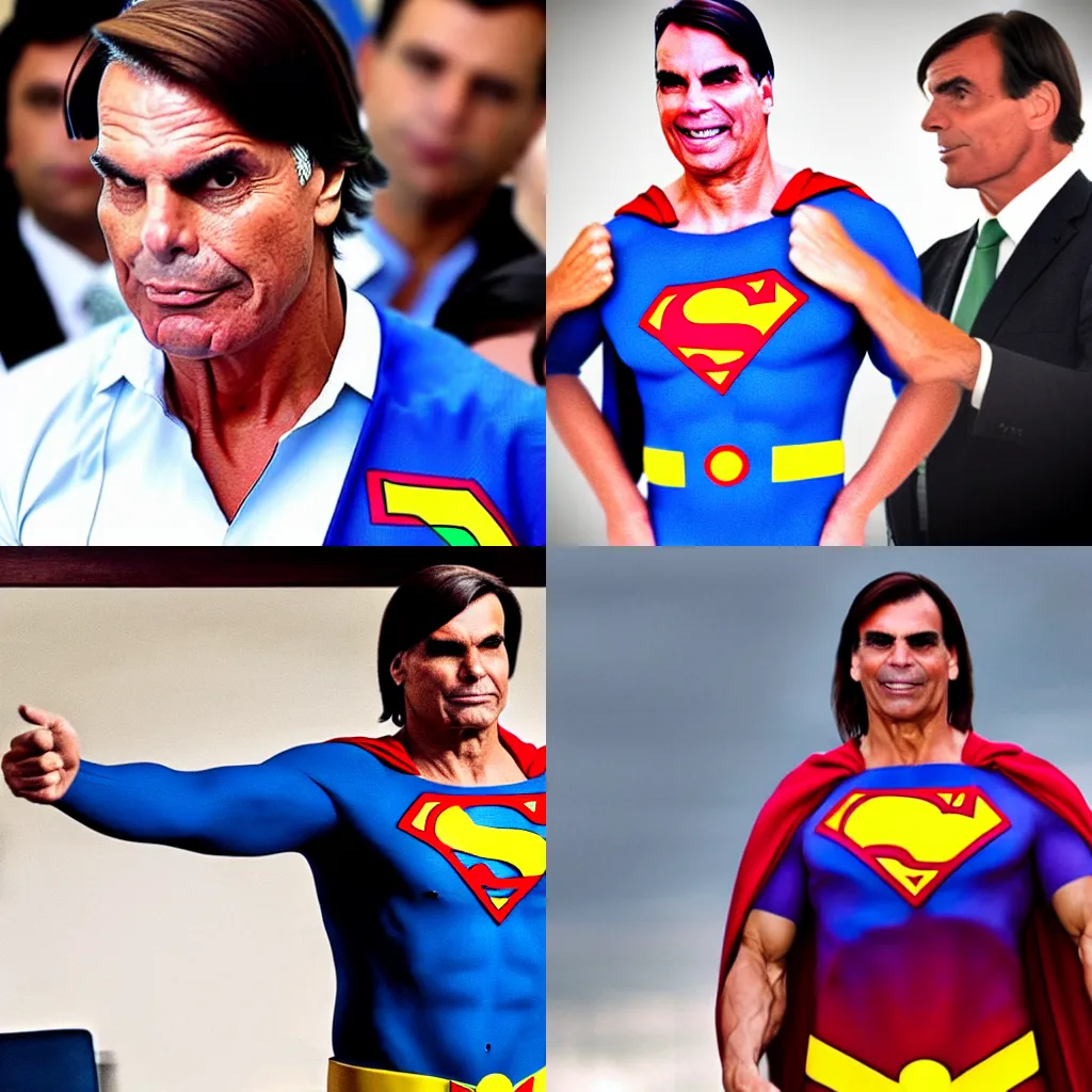 Prompt: Jair Bolsonaro in a Superman costume