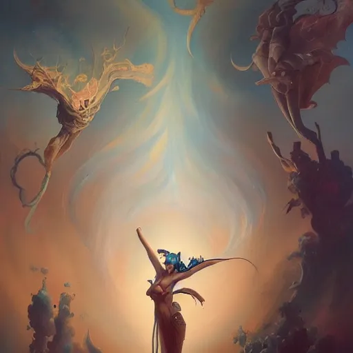 Prompt: a painting in the style of peter mohrbacher and in the style of jean delville.