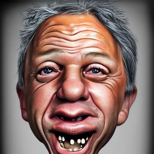 Image similar to Caricature portraits done of Gene Ween, realistic, hyperrealistic, very realistic, highly detailed, very detailed, extremely detailed, detailed, oil painting, digital art, trending on artstation