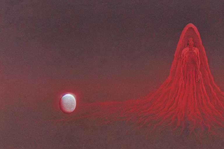 Image similar to people activate behelit in the middle of eclipse, human sacrifice , Old testament angel, dark sky, red cloud, sea of blood, beksinski