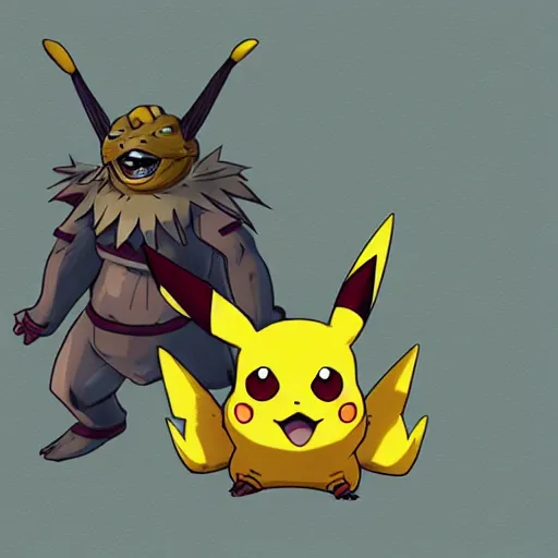 Prompt: Pikachu as a Dungeons and Dragons monster, concept illustration by Tyler Jacobson