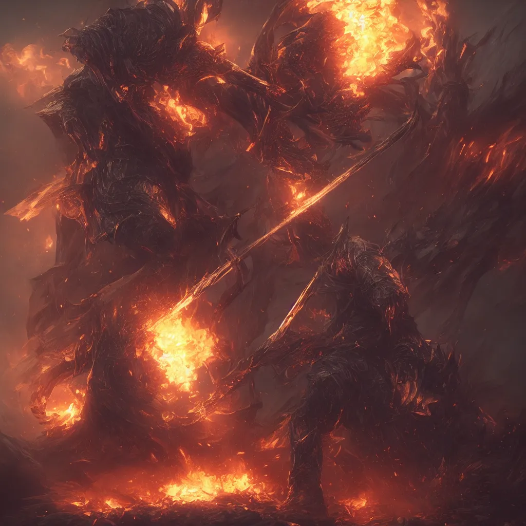 Image similar to dark souls knight, full body, award winning, fire embers, highly detailed, sharp focus, cinematic lighting, unreal engine 5, octane render, art by wlop and artgerm and greg rutkowski, masterpiece, trending on artstation, 8 k