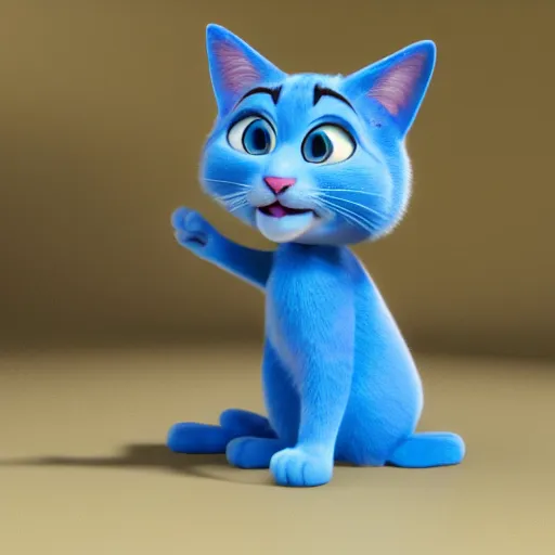 Image similar to a cute blue cat as a pixar disney character from up ( 2 0 0 9 ), unreal engine, octane render, 3 d render, photorealistic