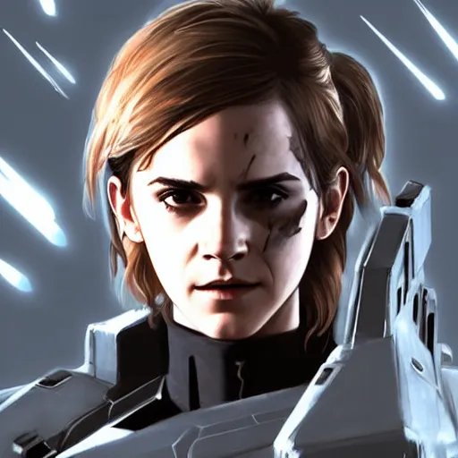 Image similar to emma watson as a paladin metal gear dramatic lighting cinematic cinematic lighting by Richard Schmid by Yoji Shinkawa by artgem