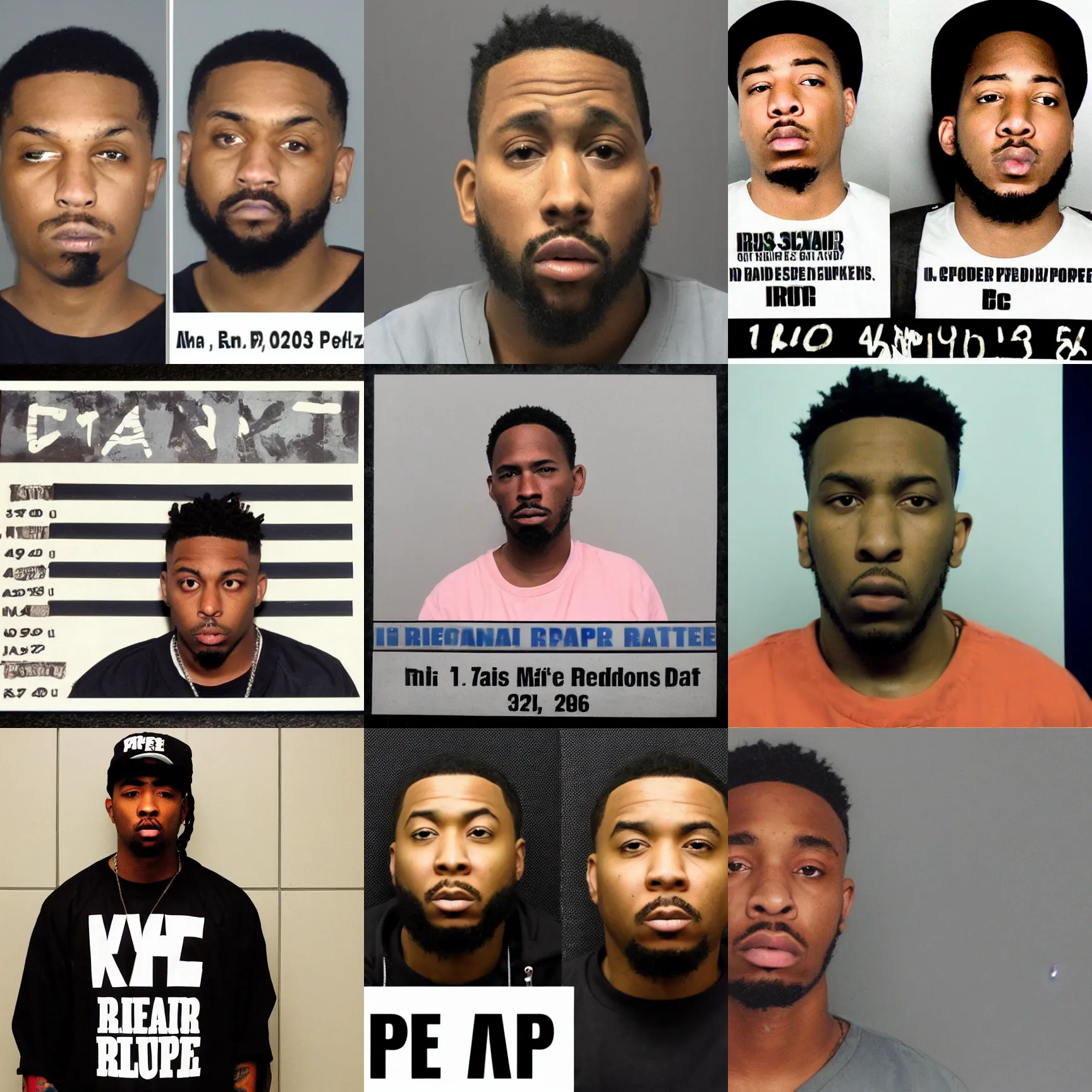 Prompt: rapper mugshot