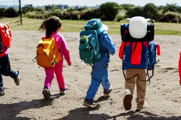 Image similar to kids going on a school field trip to the moon