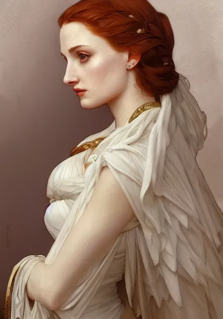 Prompt: sansa angeline jolie gessica chastain in beautiful dress, intricate, elegant, highly detailed, digital painting, artstation, concept art, smooth, sharp focus, illustration, art by artgerm and greg rutkowski and alphonse mucha and william - adolphe bouguereau