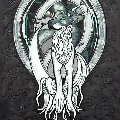 Prompt: fenrir art nouveau