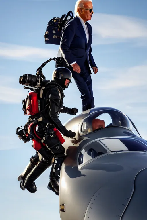 Prompt: joe biden flying with jet pack, hdr, masterpiece, photorealistic, cinematic, smooth, 4 k, aesthetic lighting, baroque object, sharp focus, hyperdetailed, featured face details, tumblr trending, with small object details, winning pullitzer award photo by : canon eos 5 d mark iv, by karah mew and adnan abidi and jodie bateman