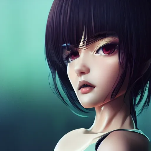 Image similar to portrait of beautiful girl with robot body by artgerm and ilya kuvshinov, close up, portrait, cinematic, elegant, artstation, intricate, highly detailed, digital painting, artstation, concept art, sharp focus, illustration, cyberpunk, cgsociety, 8 k