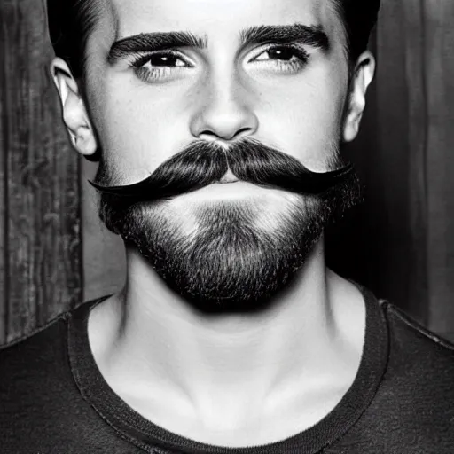 Prompt: emma watson with a full beard and mustache