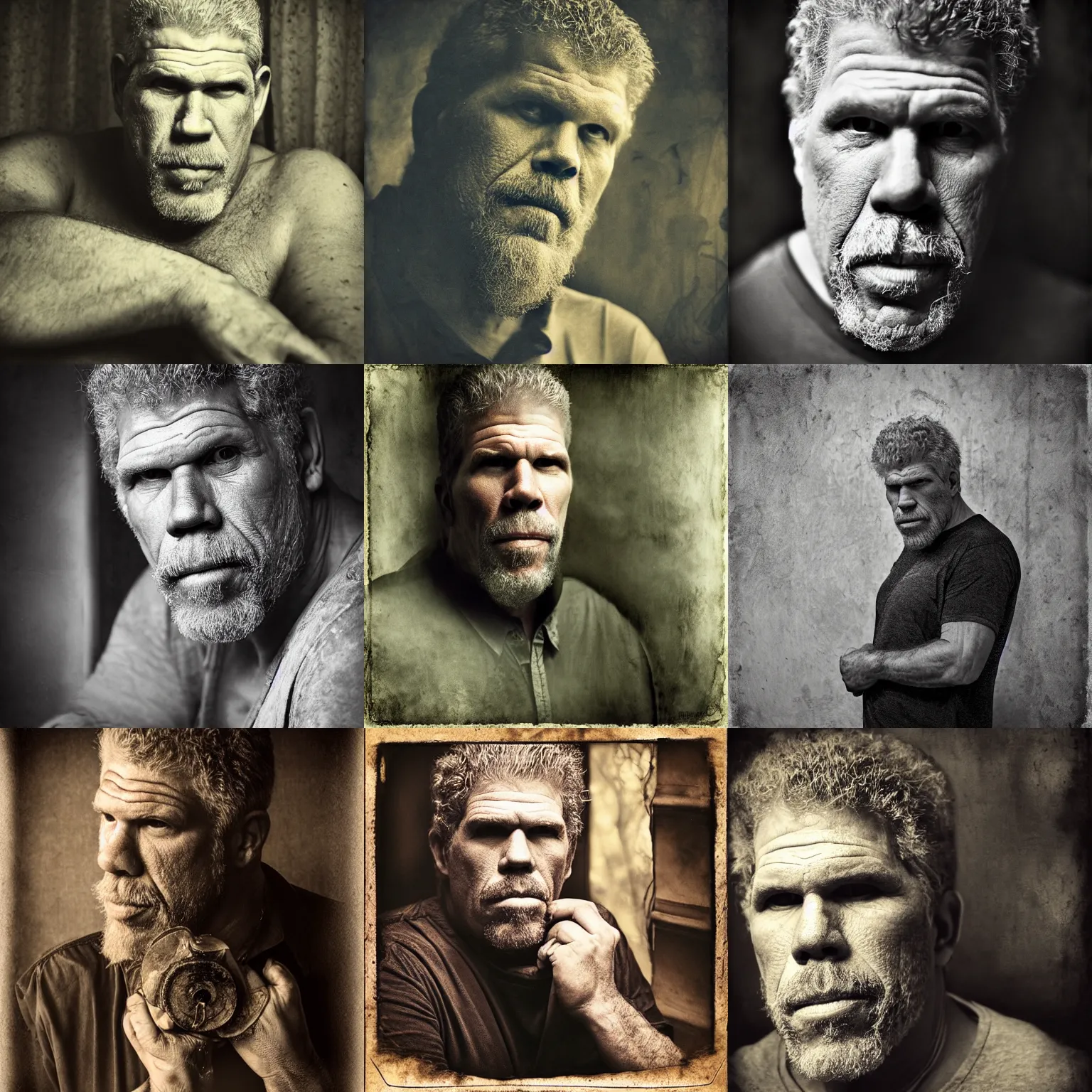 Prompt: Ron Perlman, portrait by Katia Chausheva