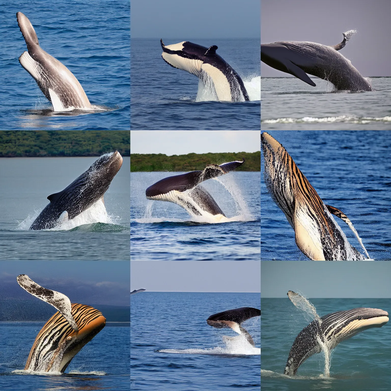 Prompt: a tiger-whale, wildlife photography