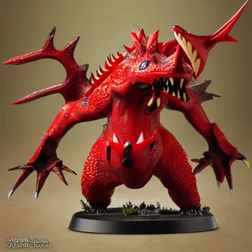 Prompt: groudon okemon as warhammer tabletop figurines