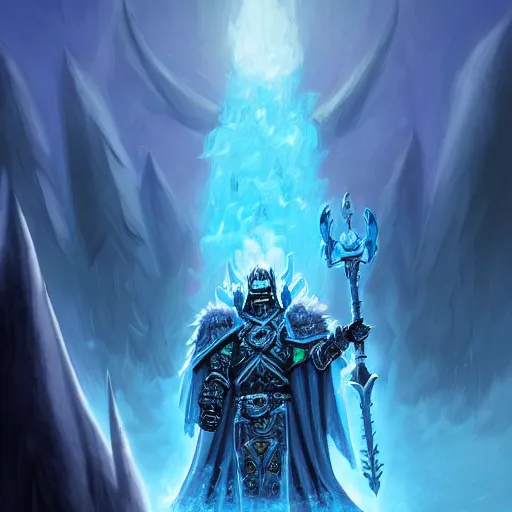 Prompt: the lich king from world of warcraft artwork by gilleard james