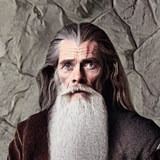 Prompt: bearded willem dafoe is gandalf in lord of the rings renaissance painting