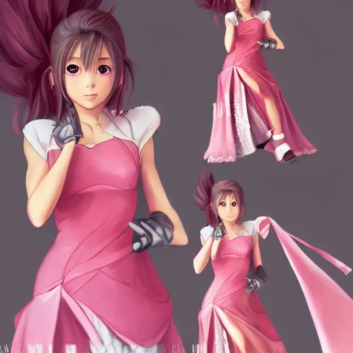 Image similar to pink dress of aerith ff7 by wlop, rossdraws, mingchen shen, bangkuart, sakimichan, yan gisuka, jeongseok lee, artstation, 4k