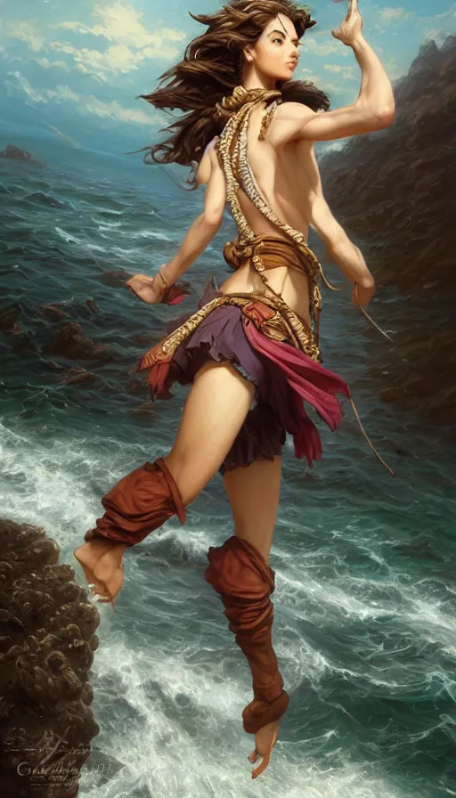 Prompt: elegant corsaire full body portrait, stern look, late xix century commodore vest, wild ocean background, intricate, highly detailed, digital painting, artstation, concept art, sharp focus, illustration, art by Artgerm, Grafit Studio, and Greg Rutkowski, Craig Mullins, Makoto Shinkai, Stanley Artgerm Lau, WLOP, Rossdraws, James Jean, Andrei Riabovitchev, Marc Simonetti, krenz cushart, Sakimichan, D&D trending on ArtStation, digital art - W 640