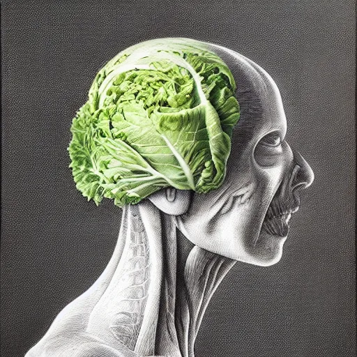 Image similar to the anatomy of a head of lettuce, an ultrafine detailed painting by james jean, behance contest winner, vanitas, angular, altermodern