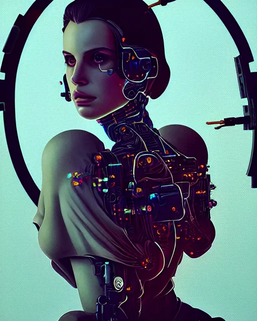 Image similar to portrait of Lana Del Rey as a cyborg. intricate abstract. intricate artwork. by Tooth Wu, wlop, beeple, dan mumford. dune by david lynch, octane render, trending on artstation, greg rutkowski very coherent symmetrical artwork. cinematic, hyper realism, high detail, octane render, 8k, iridescent accents