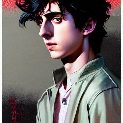 Prompt: timothee chalamet, realistic shaded perfect face, fine details. anime. realistic shaded lighting poster by ilya kuvshinov katsuhiro otomo ghost - in - the - shell, magali villeneuve, artgerm, jeremy lipkin and michael garmash and rob rey