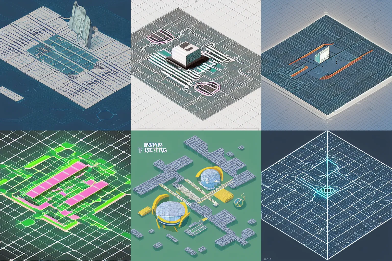 Prompt: “rendering of an isometric map of a futuristic space station”