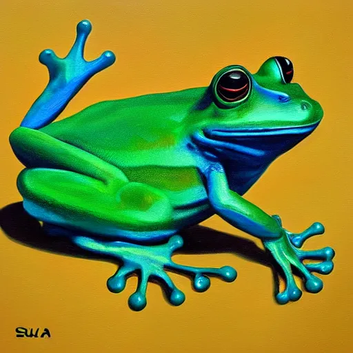 Image similar to zuma frog, surrealist painting