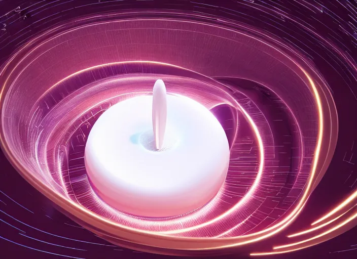 Prompt: white perfume bottle on a circular galactic coral portal, beautiful curves, golden ratio, epic lighting, unusual composition, 4 k, zaha hadid, irakli nadar