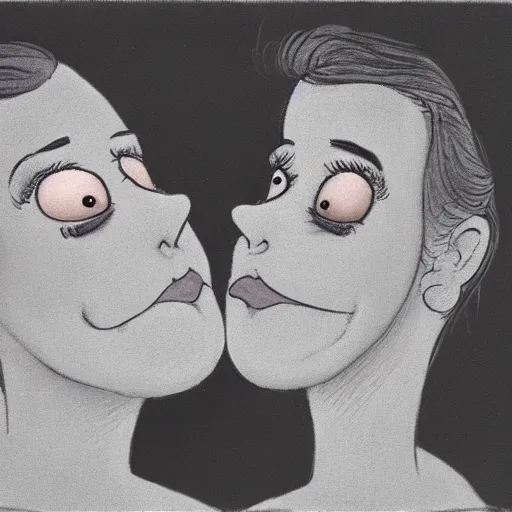 Image similar to bill plympton art of two women kissing