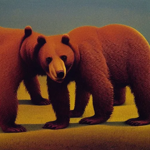 Image similar to the bearenstein bears, painted by zdzisław beksinski