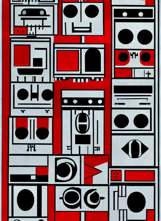 Image similar to happy robots by Jan Tschichold, De Stijl