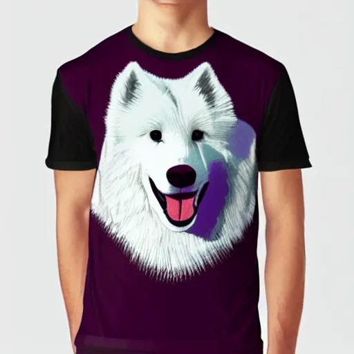 Prompt: samoyed graphic on t - shirt