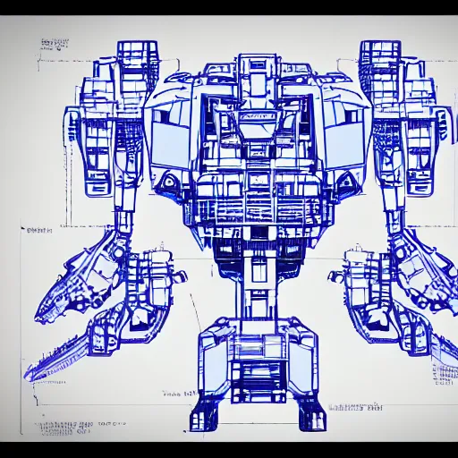 Image similar to blueprint of a mech