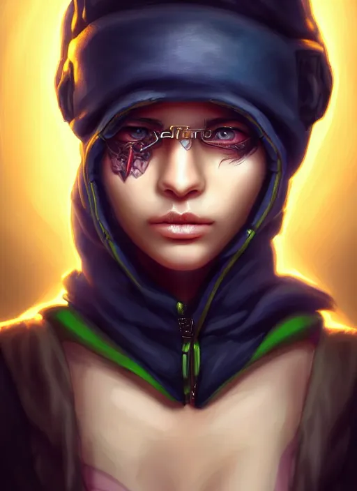 Image similar to a portrait of a pretty sewer punk young lady by artgerm