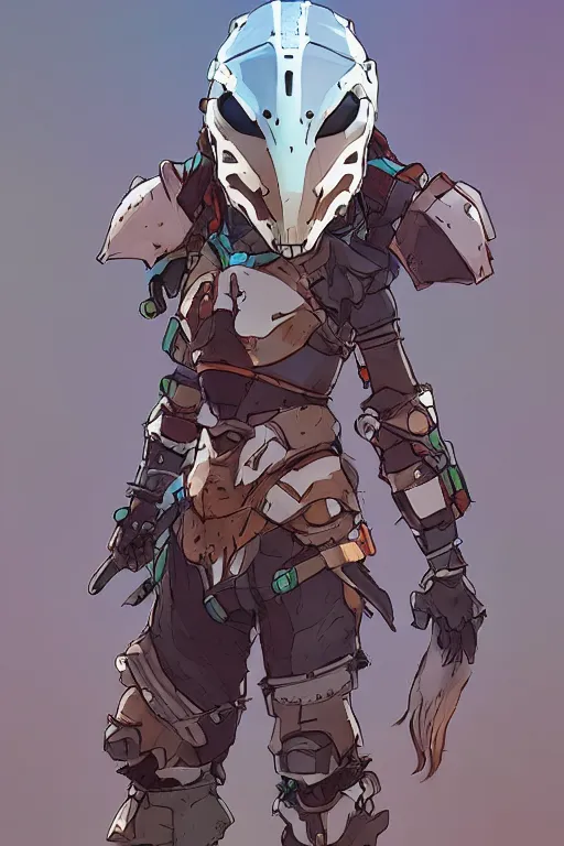 Image similar to combination suit armor aloy horizon forbidden west horizon zero dawn robot ninja mask helmet backpack tribal, art gta 5 comics, official fanart behance hd artstation by jesper ejsing, by rhads, makoto shinkai and lois van baarle, ilya kuvshinov, ossdraws