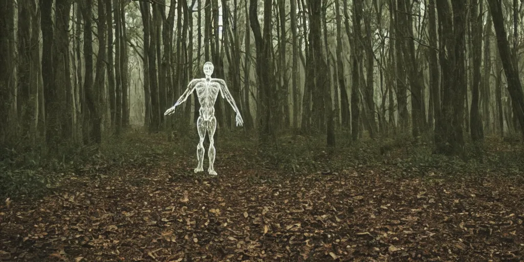 Prompt: humanoid entity in a forest