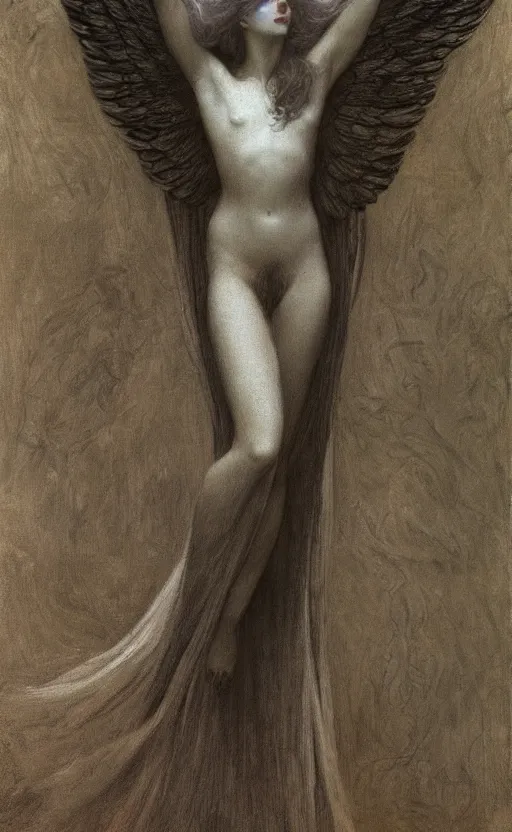 Prompt: Say who is this with silver hair so dark and Wan! and thin? beautiful lone single Male!! angel, Hades Death, in the style of Jean Delville, Lucien Lévy-Dhurmer, Fernand Keller, Fernand Khnopff, oil on canvas, 1896, 4K resolution, aesthetic, mystery