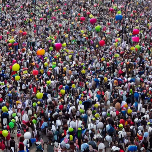 Prompt: associated press photo of the world's largest clown protest