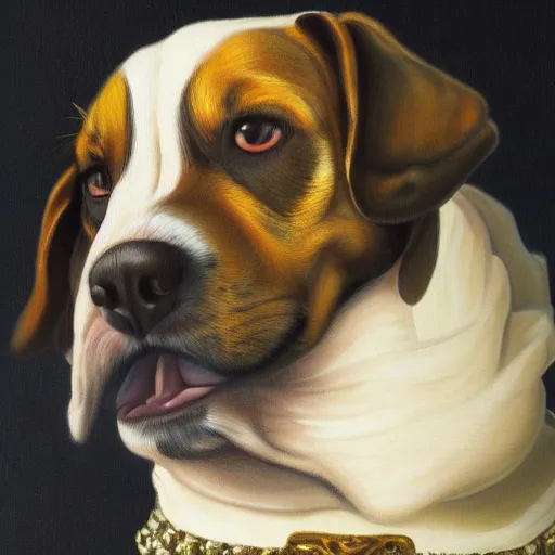 Prompt: A dog snooping the rapper Snoop Dogg, rococo painting, smooth, sharp focus,, pixiv, ultra highly detailed