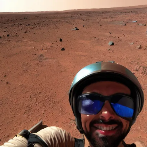 Image similar to a selfie of the first people on Mars