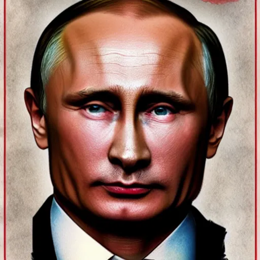 Prompt: vladimir putin on wanted poster