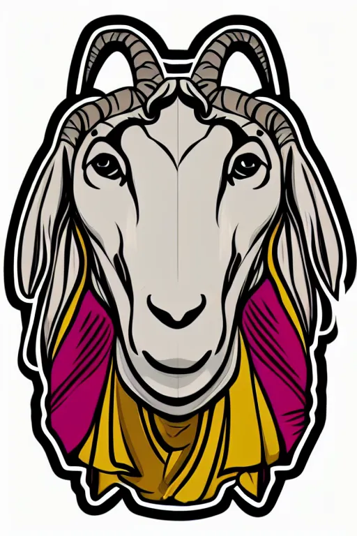 Image similar to A portrait of a goat wearing a bandana, sticker, colorful, illustration, highly detailed, smooth and clean vector curves, no jagged lines, vector art, smooth